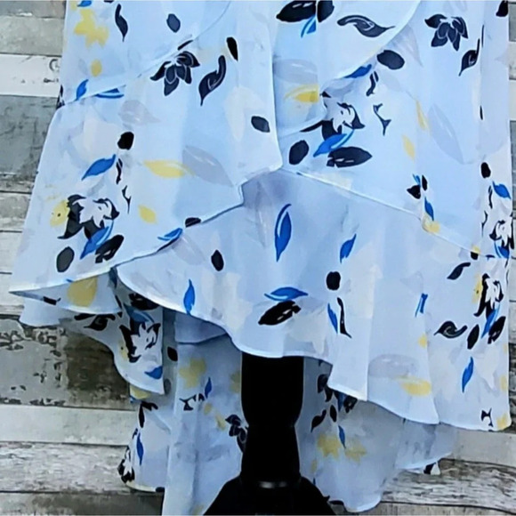 LANE BRYANT Womens Plus High Low Chiffon Faux Wrap Floral Skirt Blue Size 28 - Picture 4 of 11